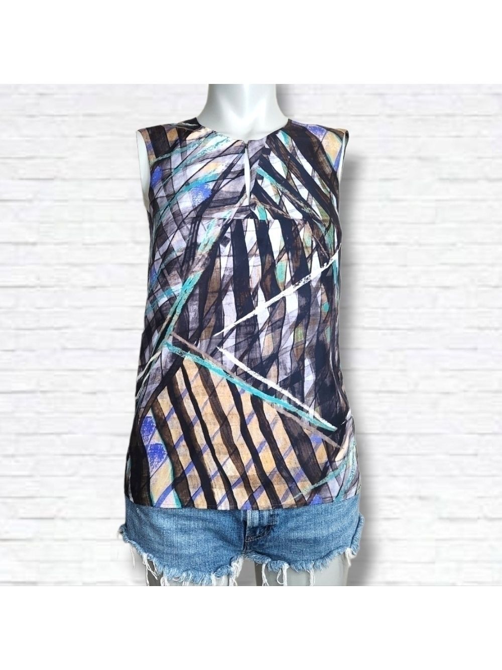 Boss Hugo Boss Silk Abstract Print Sleeveless Blouse Size 0 US